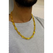 Agai Silver Çakıl Kesim Orijinal Şeffaf Damla Kehribar Kolye