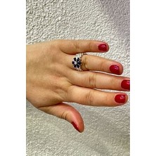 Agai Silver Papatya Model Safir Taşlı Gümüş Yüzük