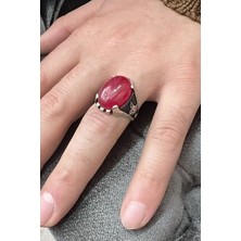 Agai Silver Osmanlı Tuğra Işlemeli Akik Taşlı 925 Ayar Gümüş Erkek Yüzük