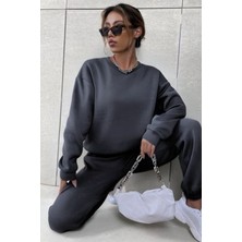 CMZ Collection Kadın Bisiklet Yaka Füme Içi Şardonlu 3 Iplik Eşofman Takımı