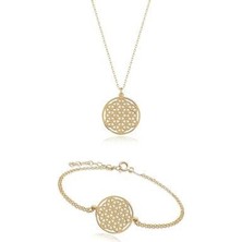 Agai Silver Yaşam Çiçeği Model Gümüş Kolye Bileklik Seti