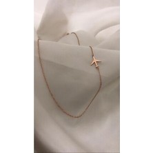 Agai Silver Minimalist Köprücük Kemiği Uçak Rose Kaplama Gümüş Kolye