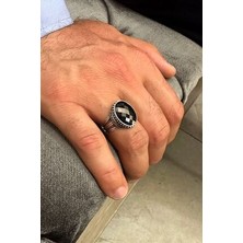 Agai Silver Hasır Işlemeli Zirkon Taşlı Gümüş Erkek Yüzük