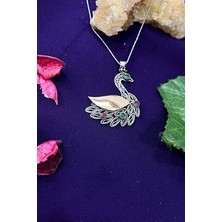 Agai Silver Kuğu Model Yakut Taşlı Telkari El Işçiliği Gümüş Kadın Kolye
