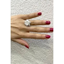Agai Silver Altı Yapraklı Çiçek Model Telkari El Işçiliği Gümüş Kadın Yüzük
