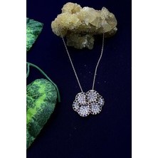 Agai Silver Yaprak Model Rose Kaplama Zirkon Taşlı Gümüş Kadın Kolye
