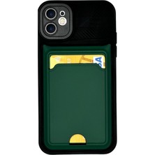 Iphone 11  Kartlikli Si̇li̇kon Kilif Yeşi̇l