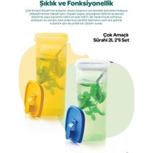 Tupperware Çok Amaçlı Sürahi 2 Lt 2 Li Set Mavi ve Sarı Renklerde Saklama Kapları