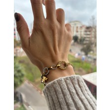 In Accessories Kalp ve Fil Charmlı Çelik Kararmaz Bileklik