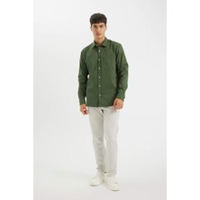 DeFacto %100 Pamuk Regular Fit Düğmeli Basic Düz Gabardin Uzun Kollu Gömlek A5383AX24AU