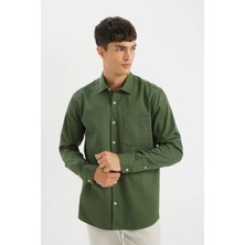 DeFacto %100 Pamuk Regular Fit Düğmeli Basic Düz Gabardin Uzun Kollu Gömlek A5383AX24AU