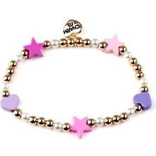 Charm It ! Gold Heart & Star Stretch Boncuk Bileklik