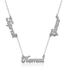 Agai Silver Üç Isimli Beyaz Gümüş Kolye