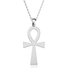 Agai Silver Ankh Antik Mısır Sembolü Beyaz Gümüş Kolye