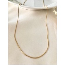 Kadın Altın Italyan Zincir Kolye, Çelik Italyan Zincir Kolye, Ince Italyan Yassı Kolye