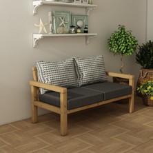 Wood Work Antalya Modern Rahat ve Ergonomik Bahçe Balkon ve Teras Için 2,li Natural Ahşap Kanepe