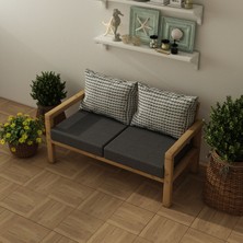 Wood Work Antalya Modern Rahat ve Ergonomik Bahçe Balkon ve Teras Için 2,li Natural Ahşap Kanepe