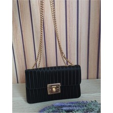Bilgece Moda Gece Çantası, Portföy Çanta, Clutch Çanta,  Saten Görünümlü Zincirli Omuz Çantası