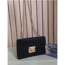 Bilgece Moda Gece Çantası, Portföy Çanta, Clutch Çanta,  Saten Görünümlü Zincirli Omuz Çantası