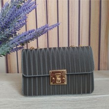 Bilgece Moda Gece Çantası, Portföy Çanta, Clutch Çanta,  Saten Görünümlü Zincirli Omuz Çantası