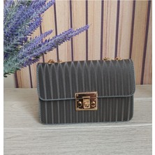 Bilgece Moda Gece Çantası, Portföy Çanta, Clutch Çanta,  Saten Görünümlü Zincirli Omuz Çantası