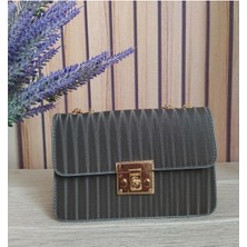 Bilgece Moda Gece Çantası, Portföy Çanta, Clutch Çanta,  Saten Görünümlü Zincirli Omuz Çantası