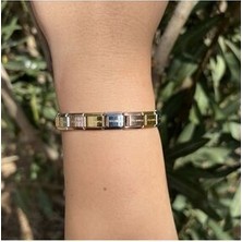 Shesra 18 cm Italyan Charmlı Nomination Bileklik Gold Rose Gold Silver Gümüş