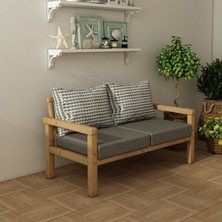 Wood Work Antalya Modern Rahat ve Ergonomik Bahçe Balkon ve Teras Için 2,li Natural Ahşap Kanepe