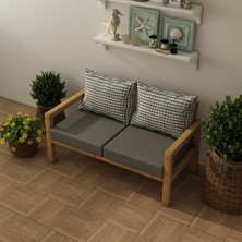 Wood Work Antalya Modern Rahat ve Ergonomik Bahçe Balkon ve Teras Için 2,li Natural Ahşap Kanepe