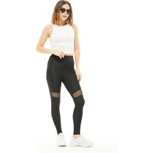 Go Veform Kadın File-Tül Detaylı Tayt Siyah ZN5115