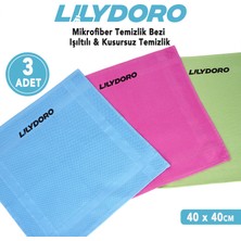 Lilydoro 3'lü Mikrofiber Temizlik Bezi - Cam, Ayna, Mutfak, Tezgah, Ocak  Çok Amaçlı Temizlik Bezi