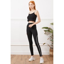 Go Veform Kadın Ince Beyaz Şertli Tayt Siyah ZN5079