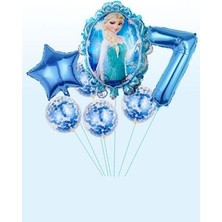 Parti Avm Frozen Elsa Mavi Rakamlı Balon Seti Konfetili Şeffaf Balonlu Karlar Kraliçesi Elsalı Balon Seti