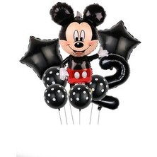 Parti Avm Siyah Rakam Balonlu Mickey Mouse Siyah Balon Seti Mini Fare Temalı