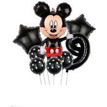 Parti Avm Siyah Rakam Balonlu Mickey Mouse Siyah Balon Seti Mini Fare Temalı