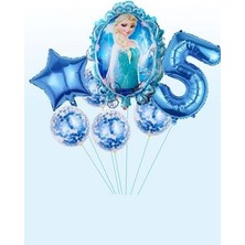 Parti Avm Frozen Elsa Mavi Rakamlı Balon Seti Konfetili Şeffaf Balonlu Karlar Kraliçesi Elsalı Balon Seti