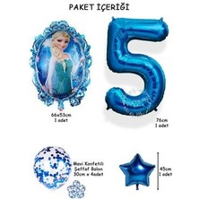 Parti Avm Frozen Elsa Mavi Rakamlı Balon Seti Konfetili Şeffaf Balonlu Karlar Kraliçesi Elsalı Balon Seti