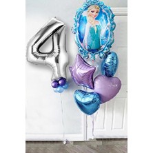 Parti Avm Frozen Elsa Gümüş Rakamlı Balon Seti Karlar Kraliçesi Elsalı Balon Seti 100 cm Rakam Balon