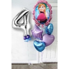 Parti Avm Frozen Elsa Gümüş Rakamlı Balon Seti Karlar Kraliçesi Elsalı Balon Seti 100 cm Rakam Balon