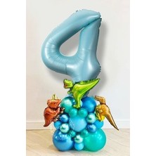 Parti Avm 4 Yaş Rakam Balonlu Dinozor Temalı Balon Karşılama Seti
