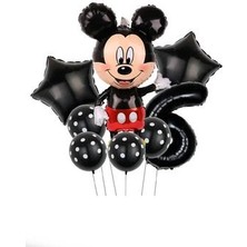 Parti Avm Siyah Rakam Balonlu Mickey Mouse Siyah Balon Seti Mini Fare Temalı