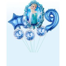 Parti Avm Frozen Elsa Mavi Rakamlı Balon Seti Konfetili Şeffaf Balonlu Karlar Kraliçesi Elsalı Balon Seti