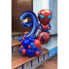 Parti Avm Örümcek Adam Balon Karşılama Seti Mavi Rakam Balon Spiderman Balon  Kolay Kurulum