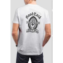 Good Luck Baskılı Beyaz Tişört C869