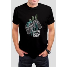 Gamers Baskılı Siyah Tişört C863