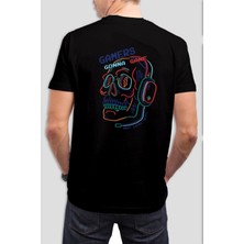 Gamers Baskılı Siyah Tişört C859