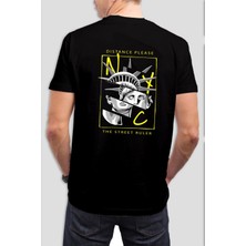 Özgürlük Heykeli Baskılı Siyah Tişört C930