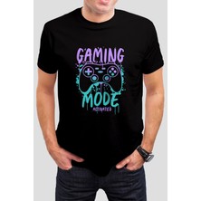Gaming Mode Baskılı Siyah Tişört C854