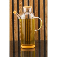 Karçiçeği Home 1000 ml Bambu Kapaklı Lüx Kare Cam Yağlık