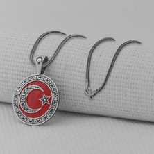 Takıhan Gravür Işlemeli 925 Ayar Gümüş Büyük Boy Ay Yıldız Kolye